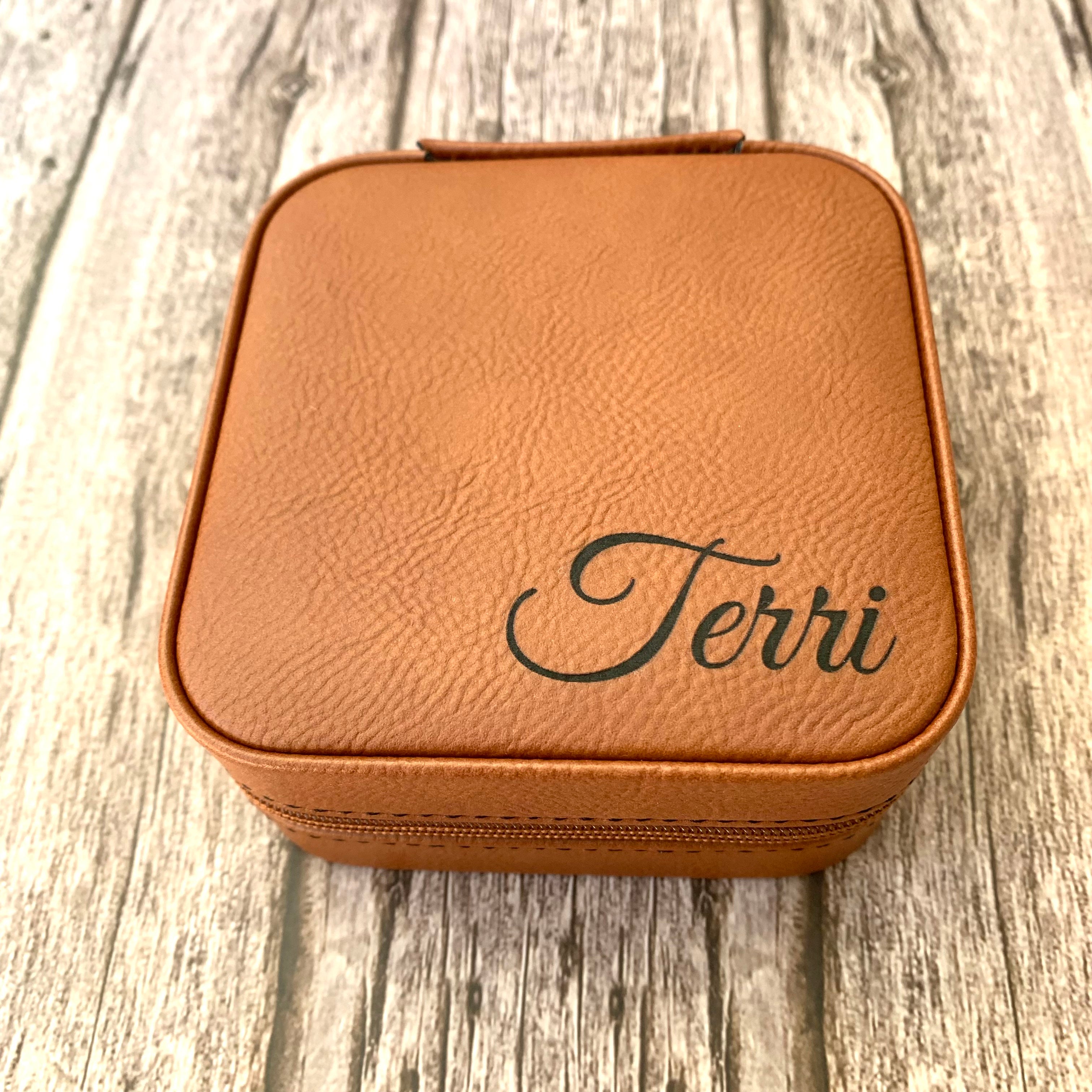 Personalized Leatherette Travel Jewelry Box