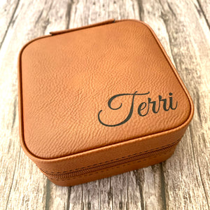 Personalized Leatherette Travel Jewelry Box