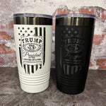 Load image into Gallery viewer, 20 Oz. Trump Old No. 47 Whiskey Label and Flag Tumbler - Ghost Black Trim
