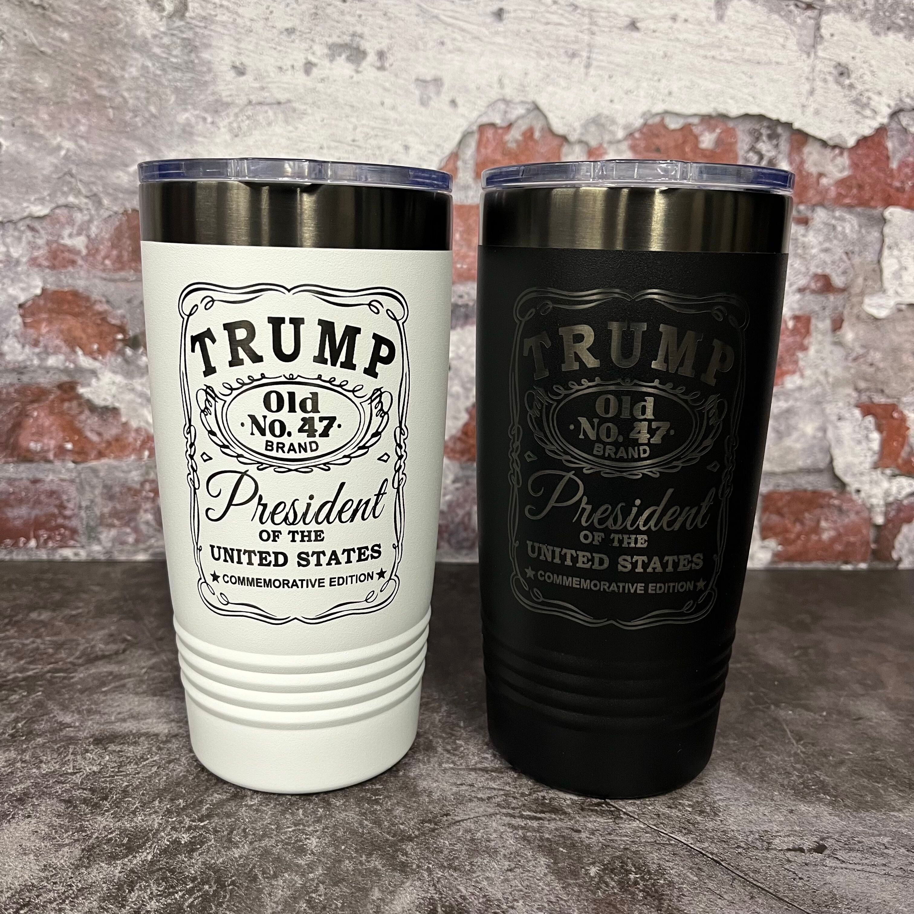 20 Oz. Trump Old No. 47 Whiskey Label Commemorative Tumbler - Ghost Black Trim