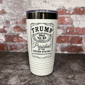 20 Oz. Trump Old No. 47 Whiskey Label Commemorative Tumbler - Ghost Black Trim