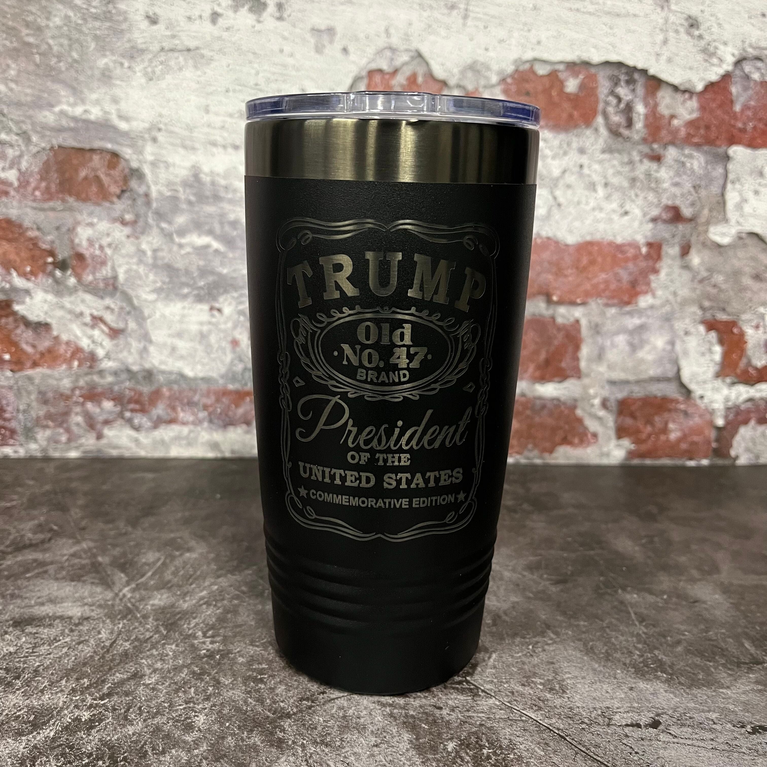 20 Oz. Trump Old No. 47 Whiskey Label Commemorative Tumbler - Ghost Black Trim