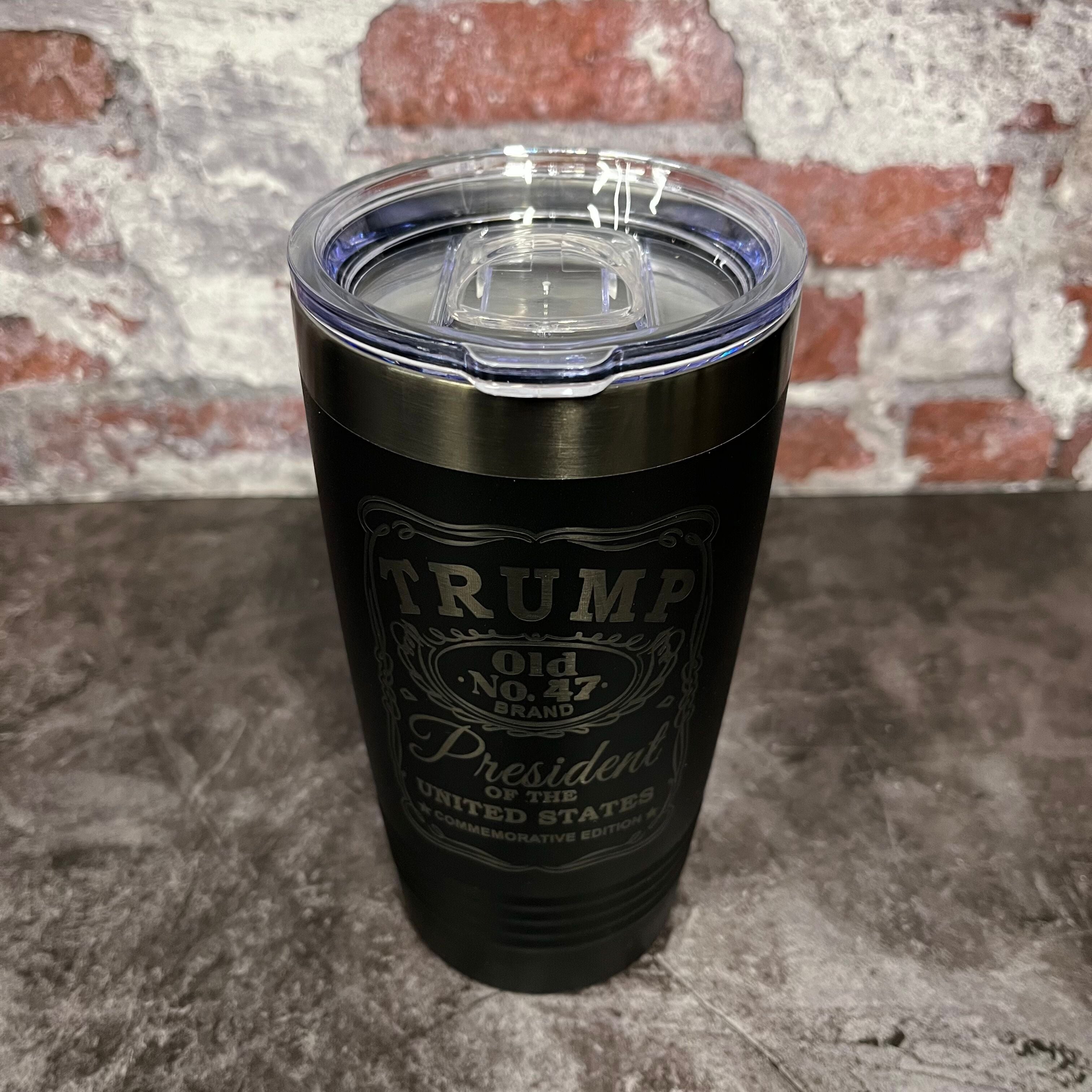 20 Oz. Trump Old No. 47 Whiskey Label Commemorative Tumbler - Ghost Black Trim