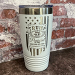 Load image into Gallery viewer, 20 Oz. Trump Old No. 47 Whiskey Label and Flag Tumbler - Stainless Steel Trim
