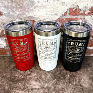 20 Oz. Trump Old No. 47 Whiskey Label Commemorative Tumbler - Stainless Steel Trim