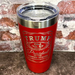 20 Oz. Trump Old No. 47 Whiskey Label Commemorative Tumbler - Stainless Steel Trim