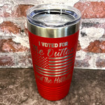 Load image into Gallery viewer, 20 Oz. Trump - I Voted for the Outlaw and the Hillbilly Tumbler - Stainless Steel Trim
