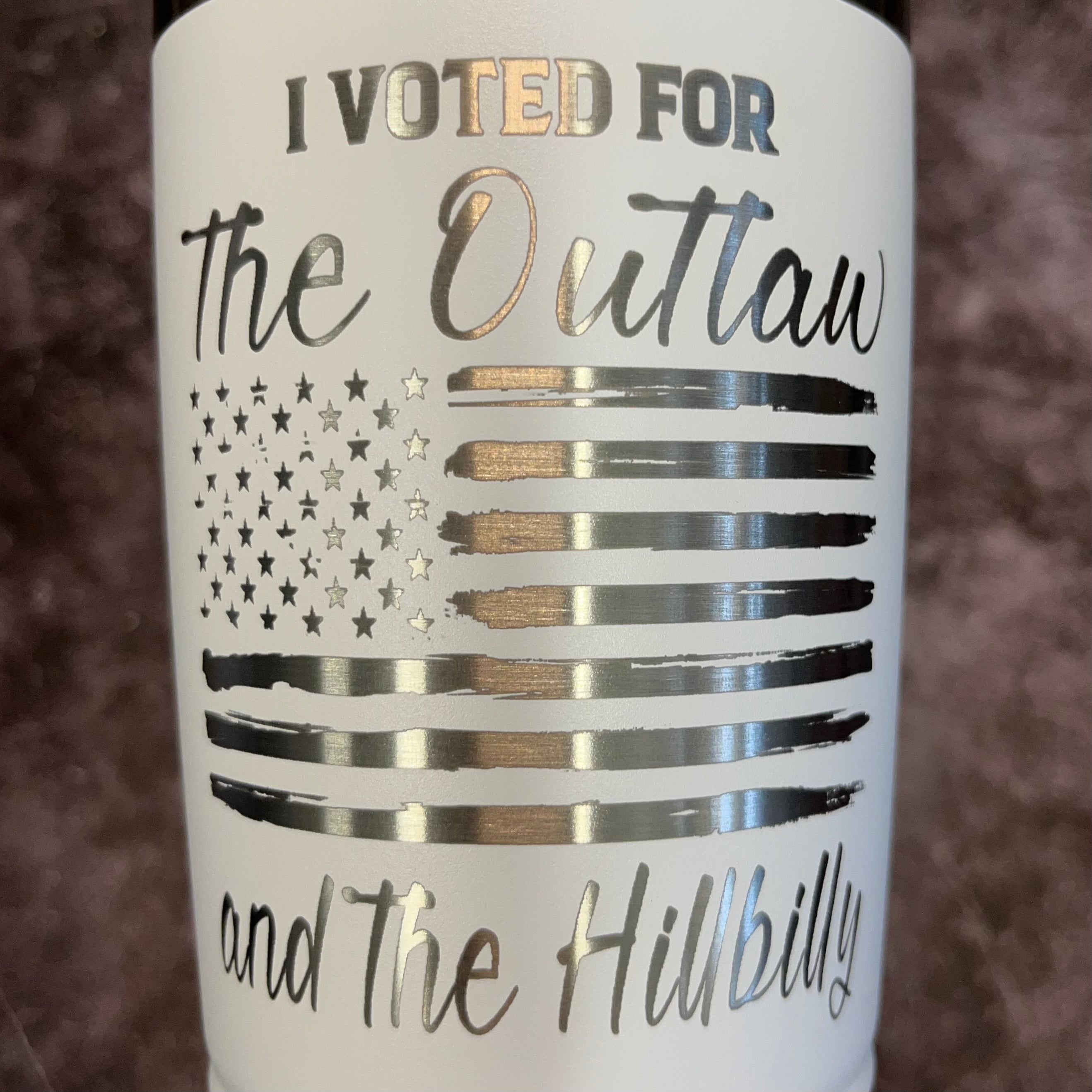 20 Oz. Trump - I Voted for the Outlaw and the Hillbilly Tumbler - Stainless Steel Trim