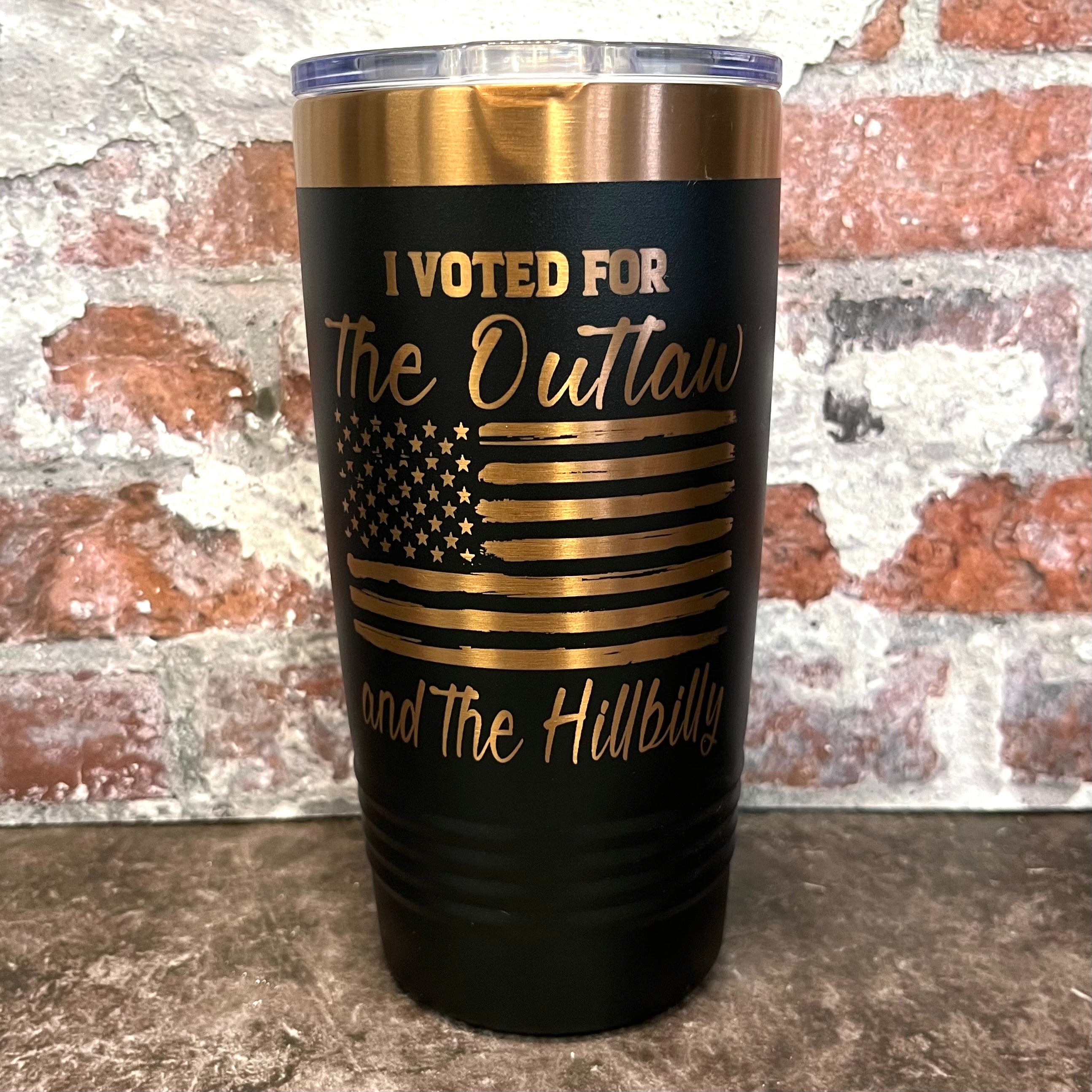 20 Oz. Trump - I Voted for the Outlaw and the Hillbilly Tumbler - Rose Gold / Copper Trim