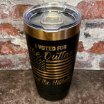 Load image into Gallery viewer, 20 Oz. Trump - I Voted for the Outlaw and the Hillbilly Tumbler - Rose Gold / Copper Trim
