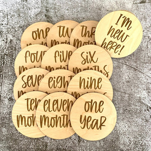 Baby Milestone Markers Photo Props - Birth to 1 Year + 'I'm New Here'